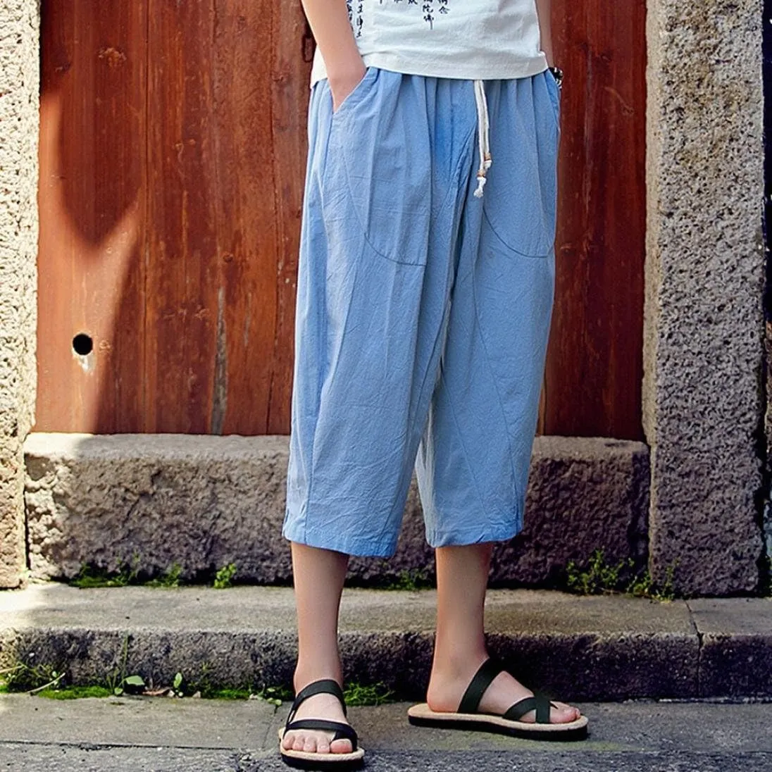 Mens Harem Pants Clearance,Casual Fashion Loose Soft Slim Fit Outdoors Sports Baggy Cropped Trousers