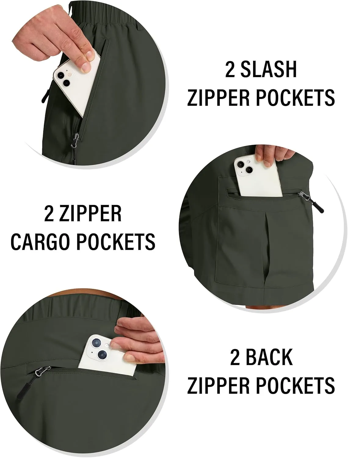Mens Hiking Cargo Shorts with 6 Zipper Pockets 9" Quick-Dry Lightweight Short for Golf Casual Fishing