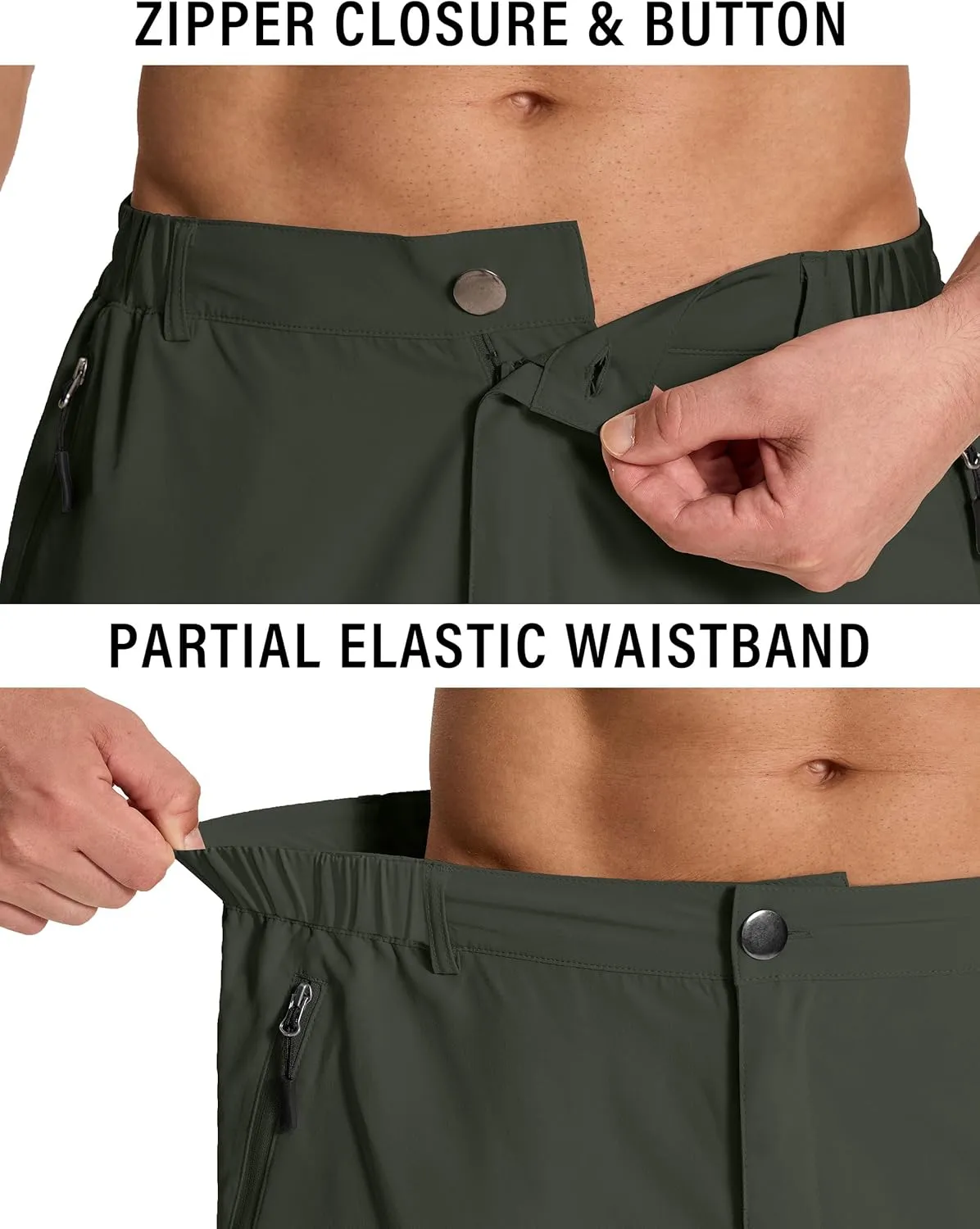 Mens Hiking Cargo Shorts with 6 Zipper Pockets 9" Quick-Dry Lightweight Short for Golf Casual Fishing
