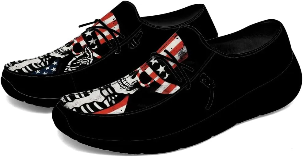 Men's Skull Loafers American Flag Slip-on Shoes Causal Shoes Gifts for Women Men