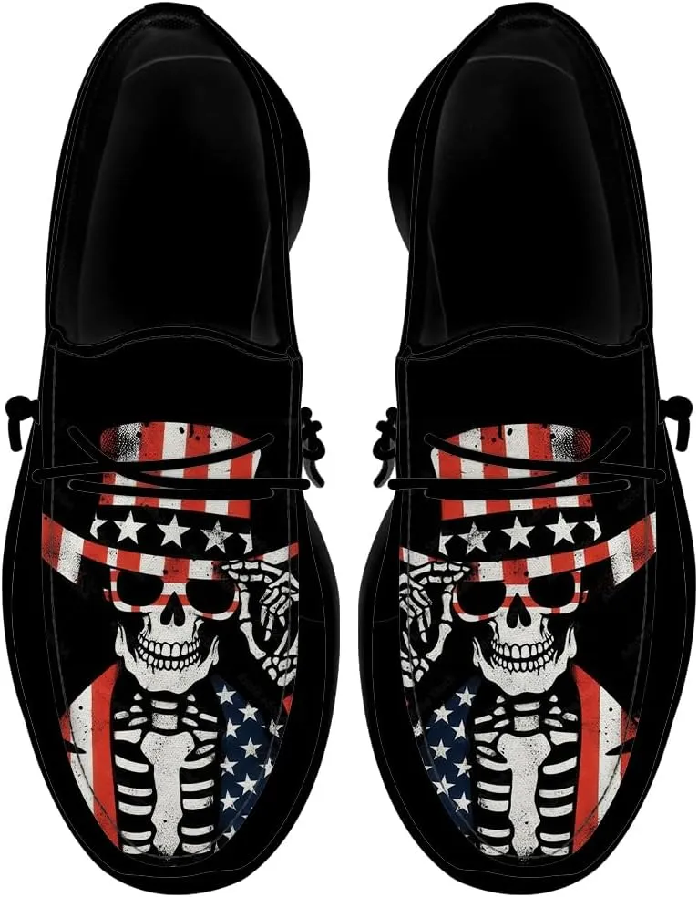Men's Skull Loafers American Flag Slip-on Shoes Causal Shoes Gifts for Women Men