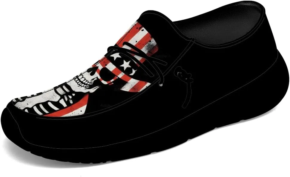Men's Skull Loafers American Flag Slip-on Shoes Causal Shoes Gifts for Women Men