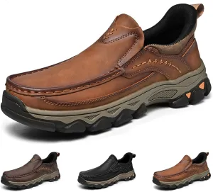 Men's Slip On Loafers, Lightweight Walking Sneakers, Casual Outdoor Leather Shoes, Comfortable Hiking Shoes for Travel, Camping, Running