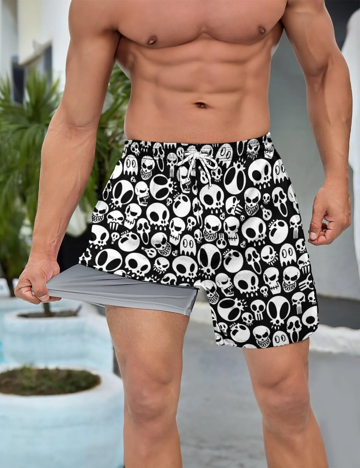 Men's Swim Trunks with Compression Liner Quick Dry 7 Inch Bathing Suit Board Shorts Swimwear
