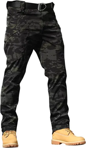 Mens Tactical Cargo Pants Mens Casual Pants Elastic Waist Restaurant Pants for Mens Lounge Sweatpants Camp Pants