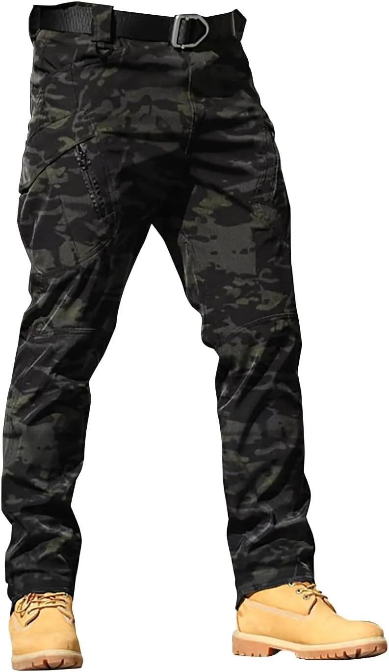 Mens Tactical Cargo Pants Mens Casual Pants Elastic Waist Restaurant Pants for Mens Lounge Sweatpants Camp Pants