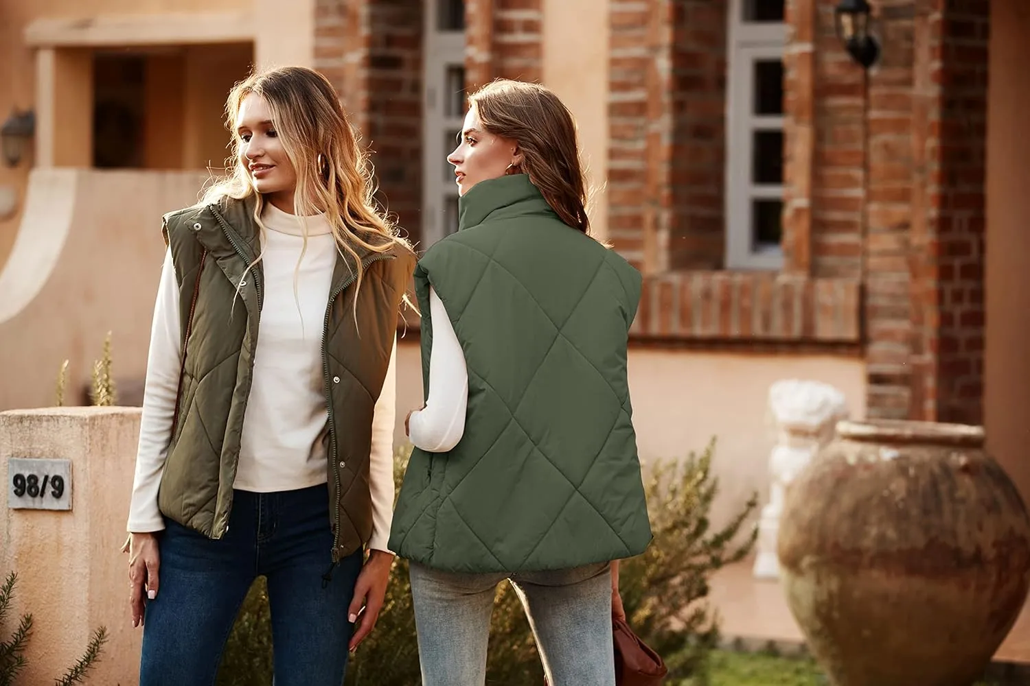 MEROKEETY Women's 2024 Winter Puffer Vest Quilted Stand Collar Zip Up Padded Gilet Coat with Pockets