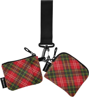 Merry Christmas Tartan Plaid Pattern Dual Wristlet Wallets for Women Thin Flat Money Organizers with Wristlet Strap for Lady 2 Packs