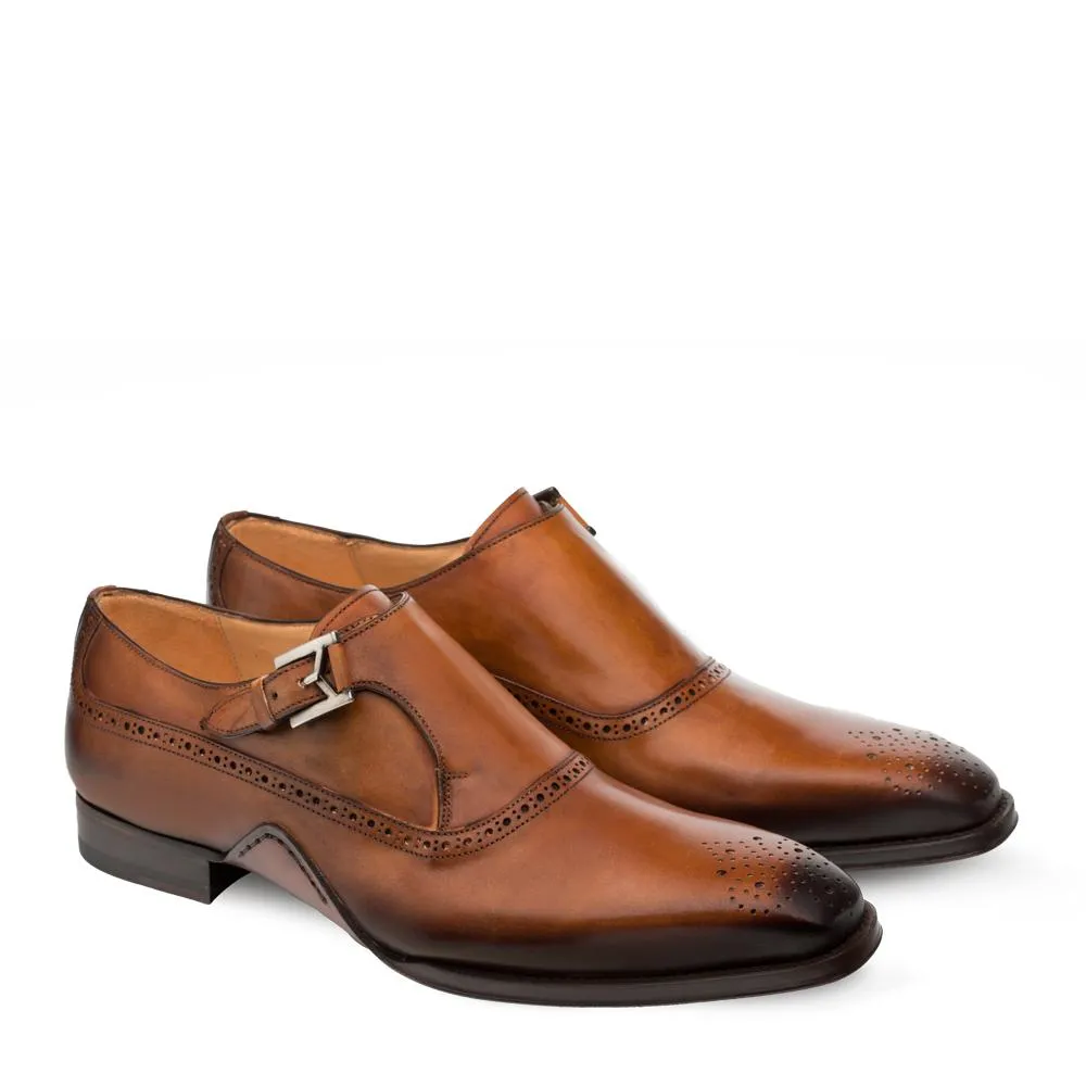 Mezlan 9730 Phillipe Men's Shoes Cognac Calf-Skin Leather Monk-Strap Loafers (MZS3336)