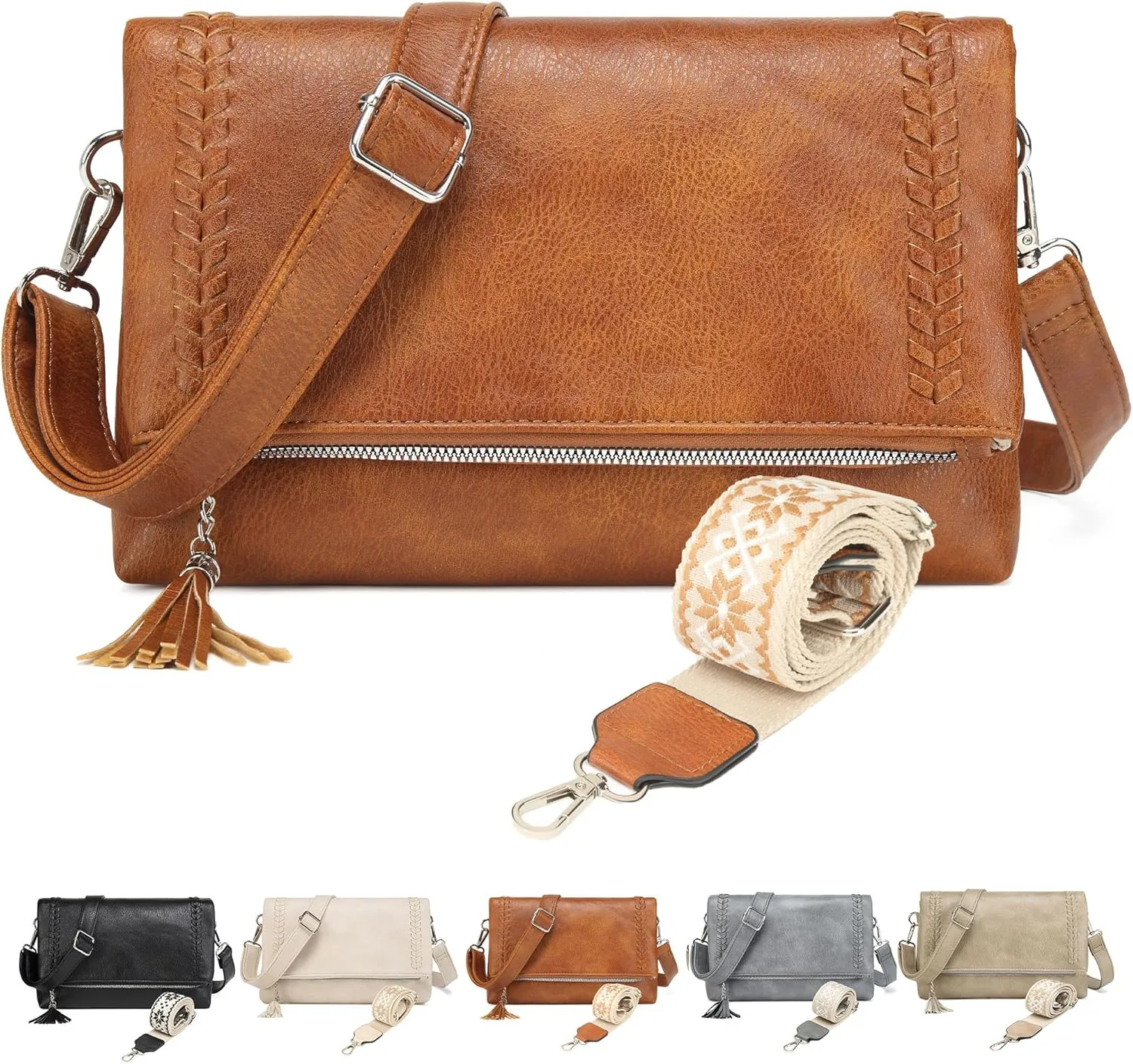 Micmores Crossbody Bags for Women Crossbody Purse Vegan Leather Purse Shoulder Handbags With 2 shoulder straps