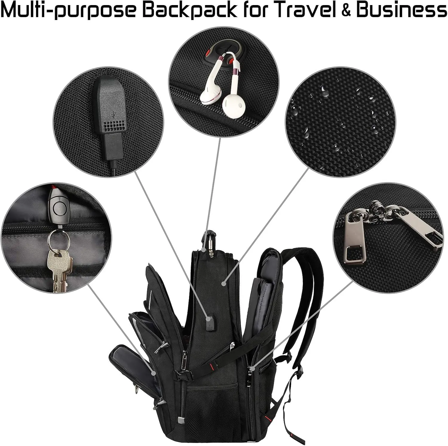 Mogplof 17.3 Laptop Backpack for Men Women, 19 * 14.6 * 10.2 Inch Extra Large Travel laptop Backpack with USB Charging Port, TSA Friendly Flight Approved with RFID Anti Theft Pocket