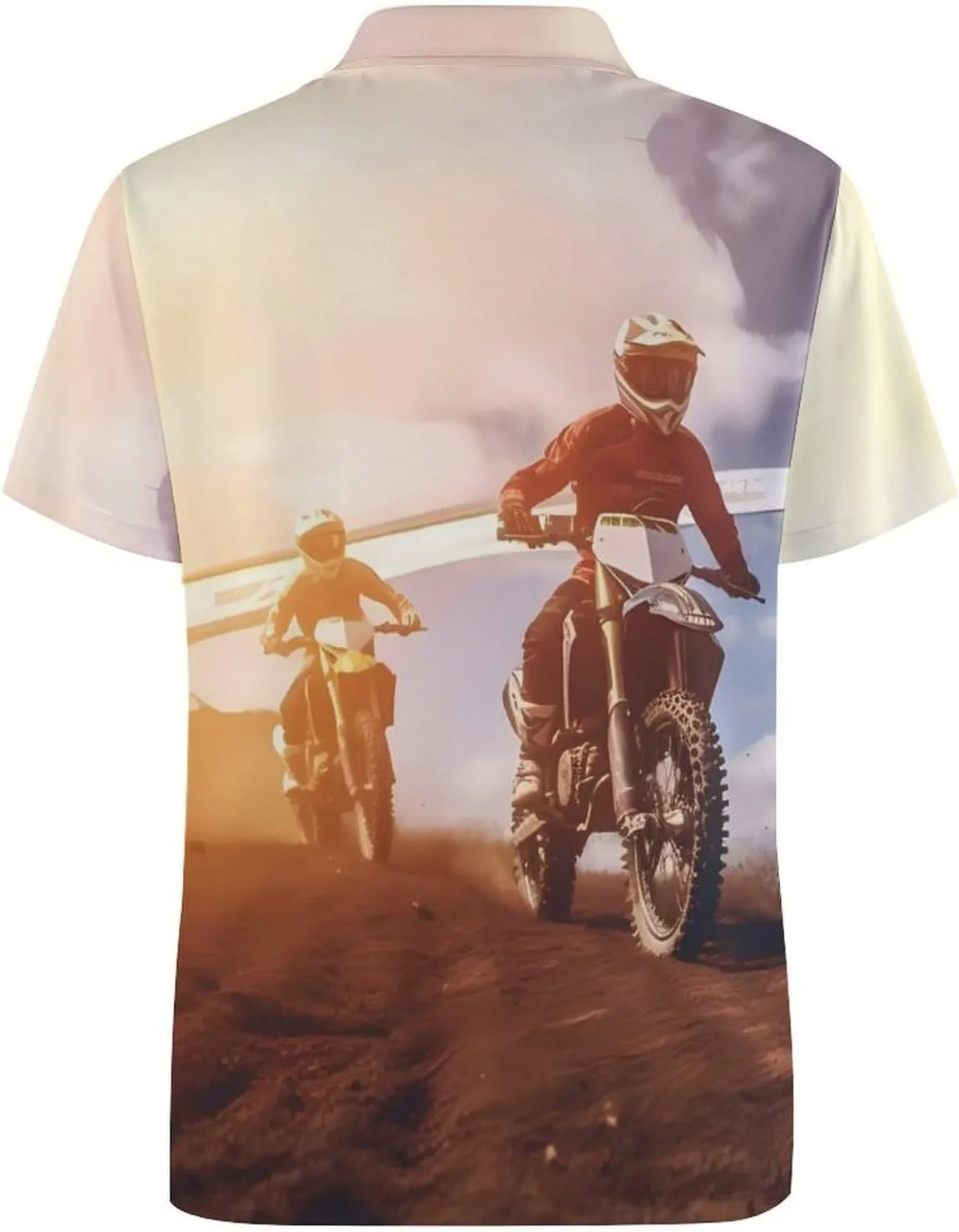 Motorcycle Motorsport Mountain Sunset Mens Short Sleeve Polo Shirts Straight Sports Golf Tennis T-Shirt Quick Dry Long Top