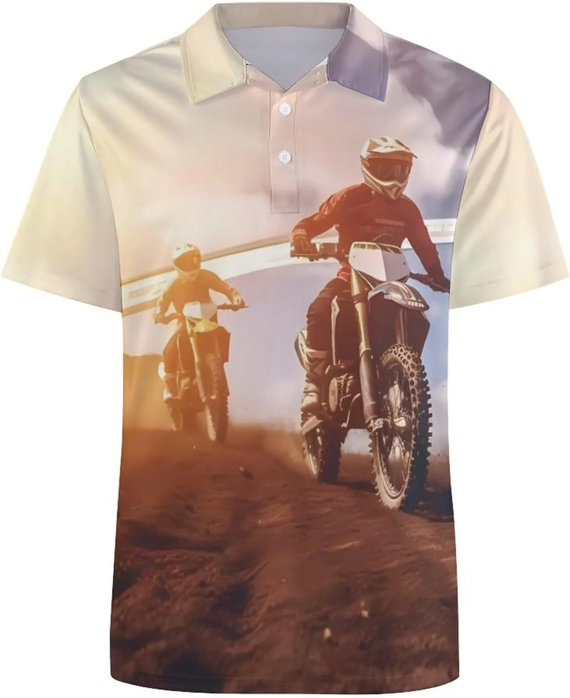 Motorcycle Motorsport Mountain Sunset Mens Short Sleeve Polo Shirts Straight Sports Golf Tennis T-Shirt Quick Dry Long Top