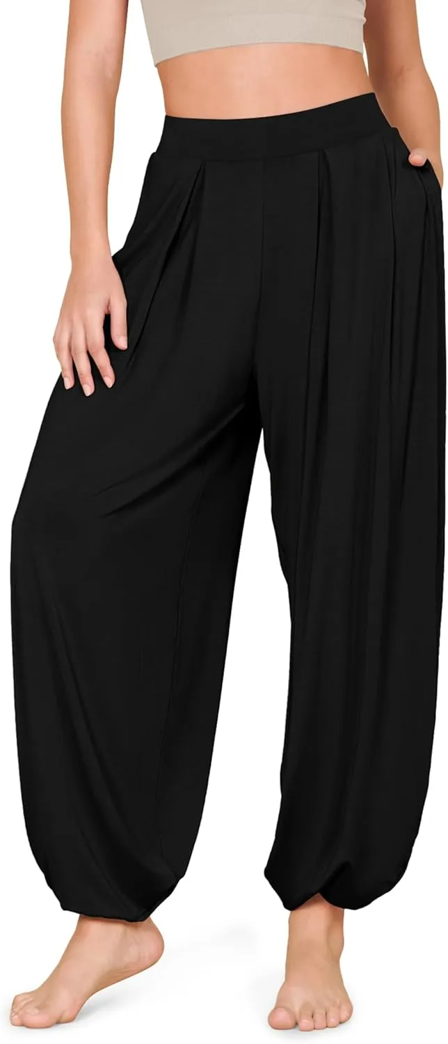 ODODOS Women's Wide Leg Pants with Pockets Lightweight Loose Draped Casual Palazzo Lounge Pajama Harem Pants
