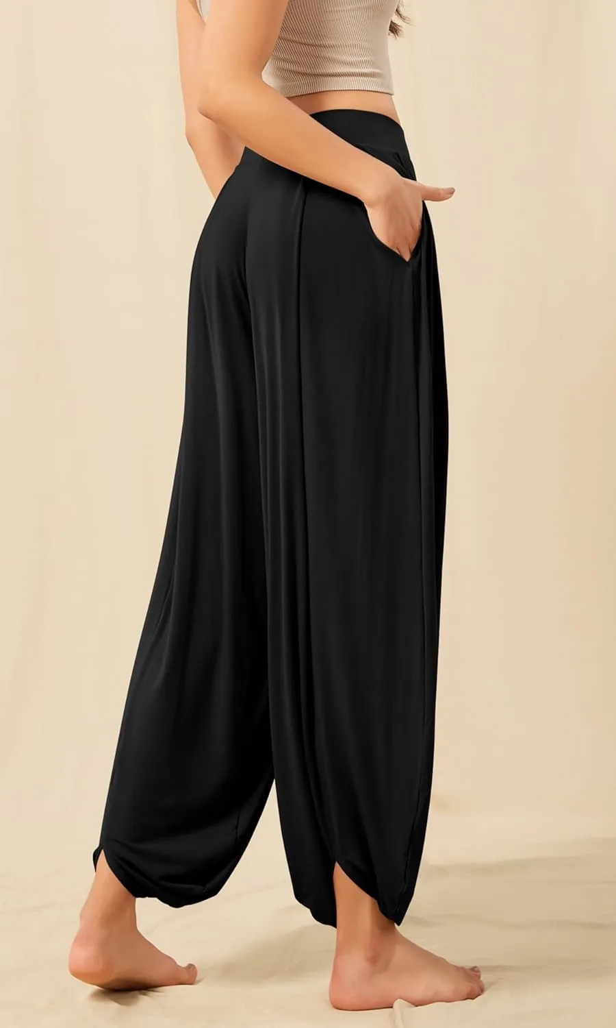 ODODOS Women's Wide Leg Pants with Pockets Lightweight Loose Draped Casual Palazzo Lounge Pajama Harem Pants
