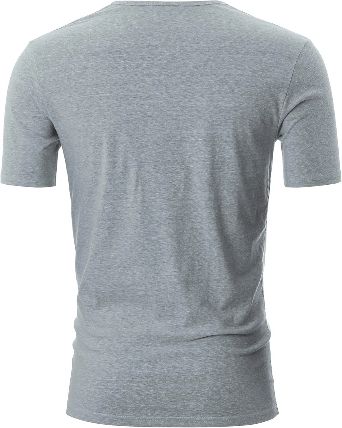 Ohoo Mens Slim Fit Casual Short Sleeve Placket Melange Color Fabric Cotton Henley T-Shirts