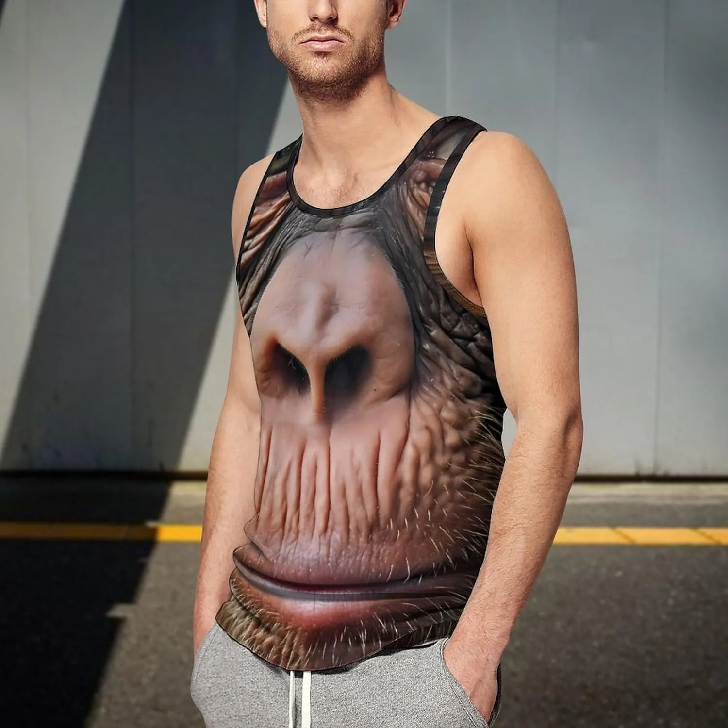 Orangul Monkey Face Mens Tank Top Undershirt Sleeveless Gym Vest Workout T-Shirts