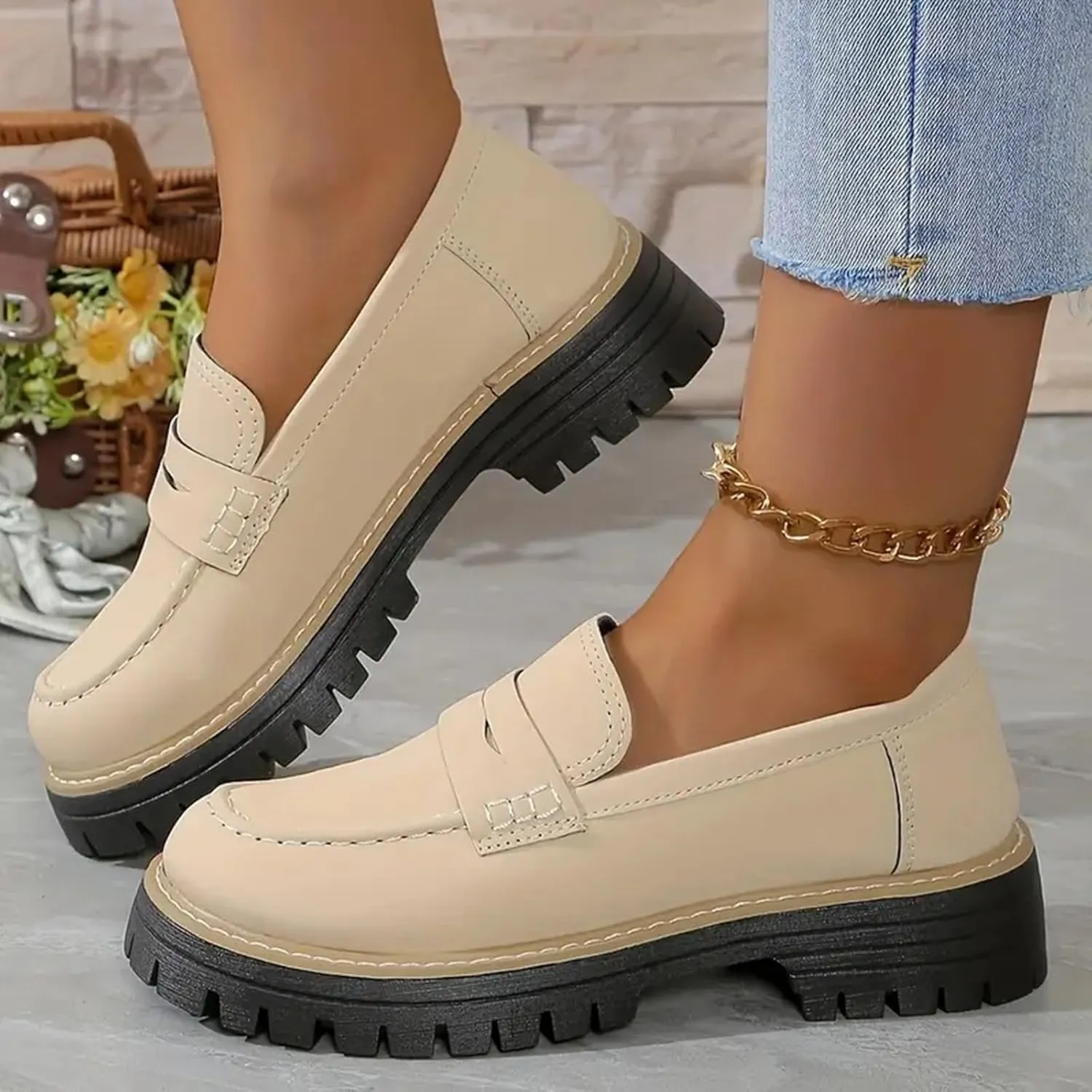 Orthoture-Orthopedic Platform Loafers Womens Round Toe Walking Shoes Comfort Lightweight Shoes Slip-on Casual Shoes