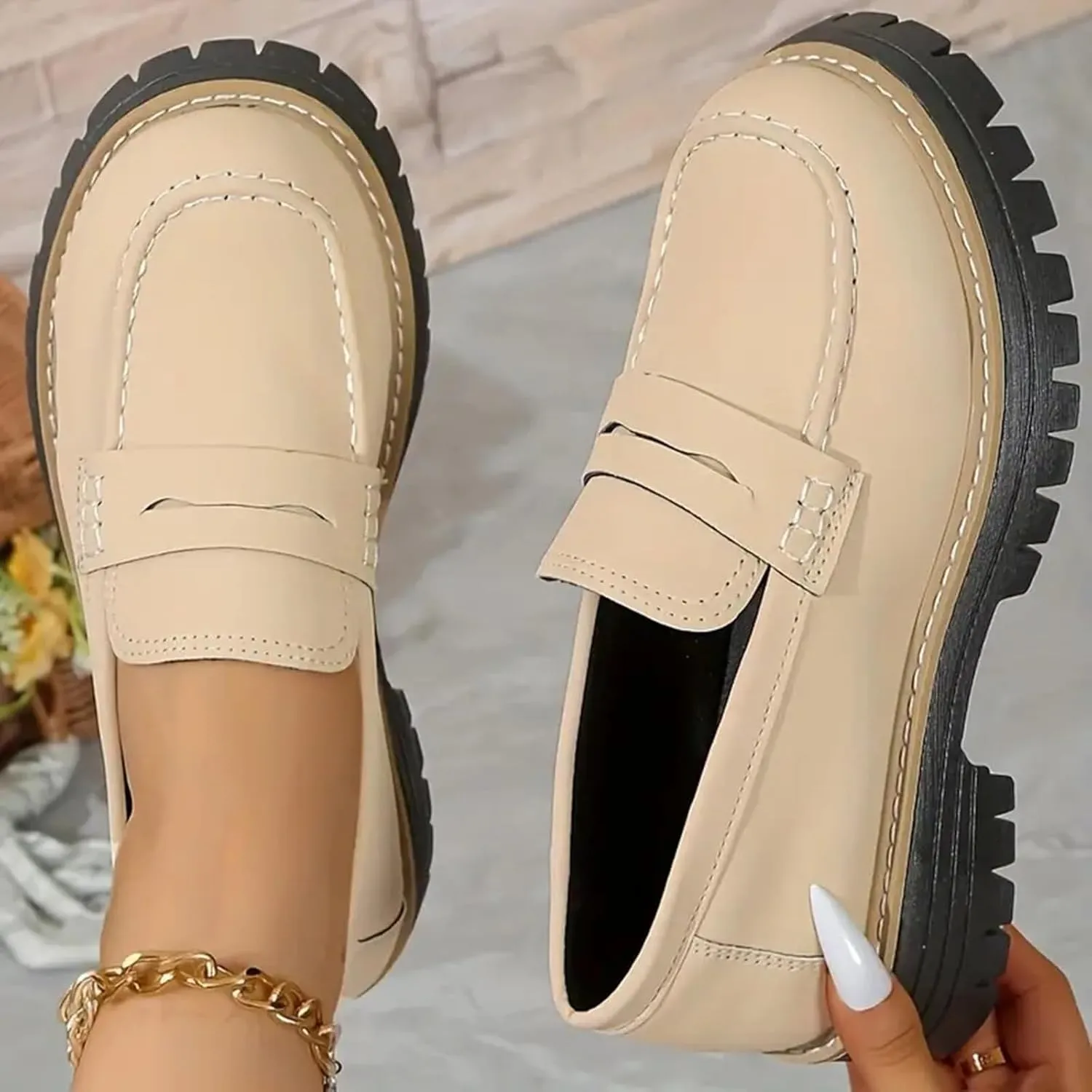 Orthoture-Orthopedic Platform Loafers Womens Round Toe Walking Shoes Comfort Lightweight Shoes Slip-on Casual Shoes
