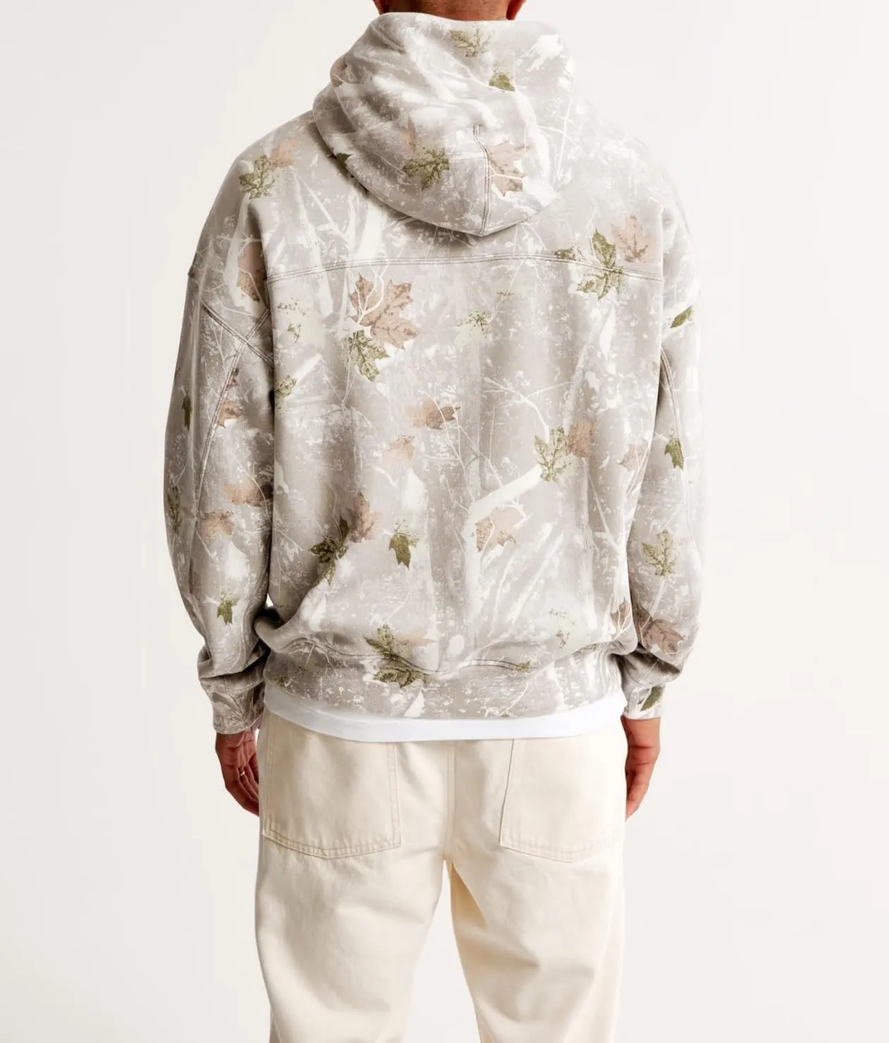 Oversize Camo Maple Leaf Branch Hoodies for Men Women Y2K Baggy Fleece Hooded Sweatshirt Pullover with Pocket