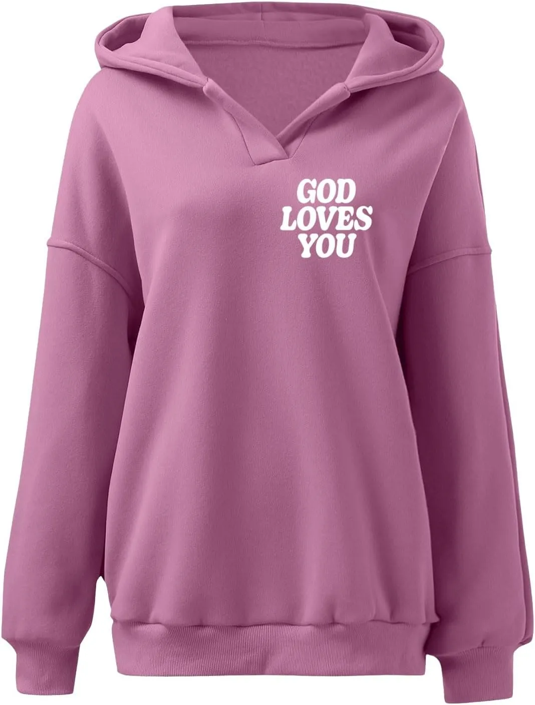 Oversized Hoodies for Women 2024 Long Sleeve V Neck Letter Printing Sweatshirts Fall Fashion Classic Athletic