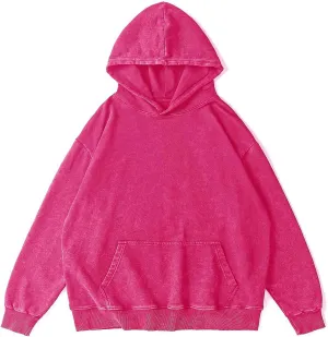 Oversized Vintage Hoodie for Women Cotton Loose Fit Baggy Hooded Sweatshirt Trendy Basic Acid Wash Pullover Top
