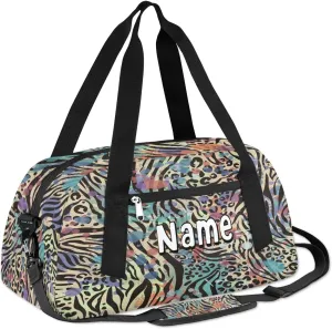 Personalized Kids Cool Animal Splatter Print Duffle Bag Little Girls Boys Teen Overnighter Travel Sport Gym Bag 18.5 Inch Weekender Carry On Shoulder Bag for Kids Sport Travel Camping
