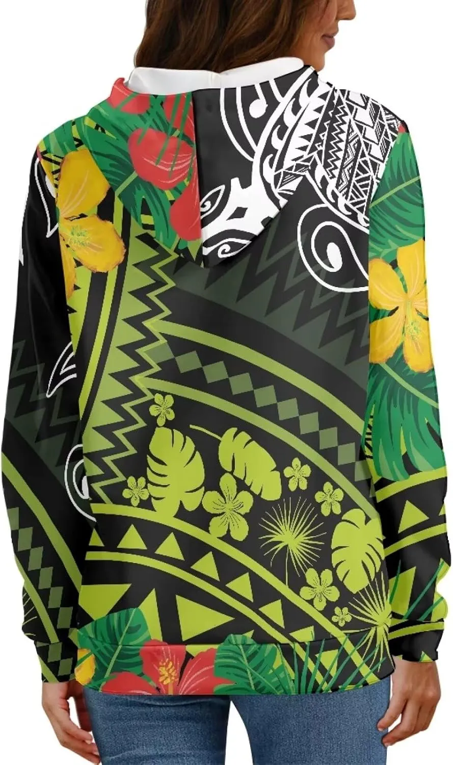 Polynesian Tribal Clothing Samoan Fijian Tapa Floral Print Hoodies Custom Women's Hoodies Sweatshirt for Women