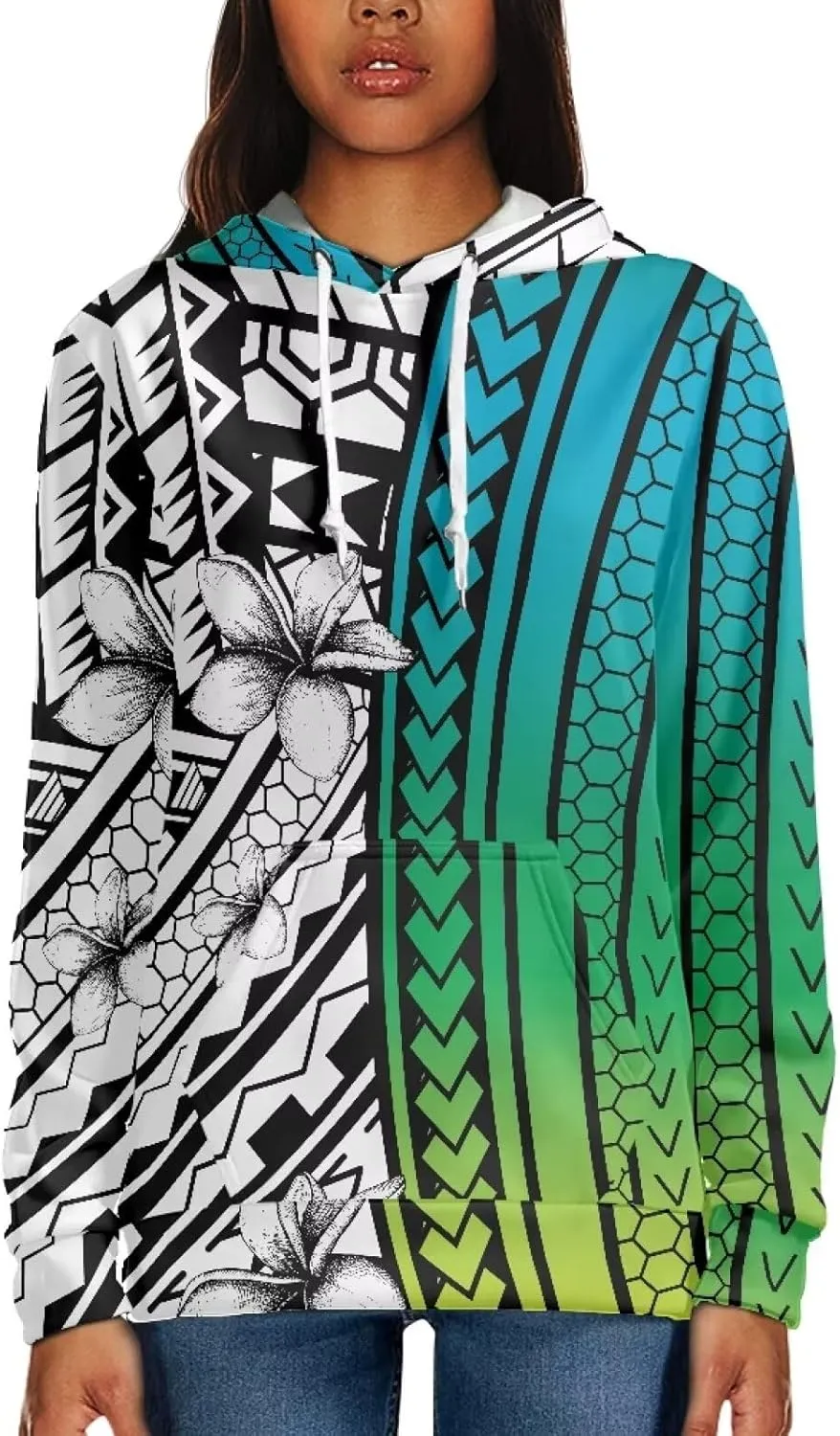 Polynesian Tribal Clothing Samoan Fijian Tapa Floral Print Hoodies Custom Women's Hoodies Sweatshirt for Women