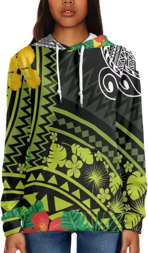 Polynesian Tribal Clothing Samoan Fijian Tapa Floral Print Hoodies Custom Women's Hoodies Sweatshirt for Women