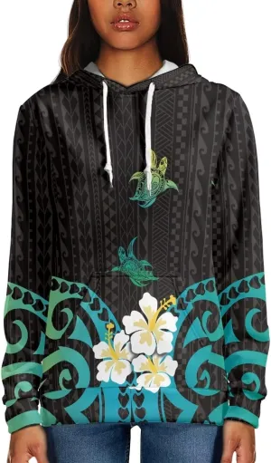 Polynesian Tribal Clothing Samoan Fijian Tapa Floral Print Hoodies Custom Women's Hoodies Sweatshirt for Women