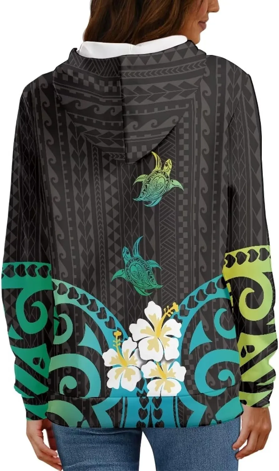 Polynesian Tribal Clothing Samoan Fijian Tapa Floral Print Hoodies Custom Women's Hoodies Sweatshirt for Women