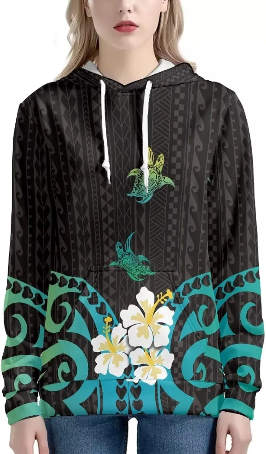 Polynesian Tribal Clothing Samoan Fijian Tapa Floral Print Hoodies Custom Women's Hoodies Sweatshirt for Women