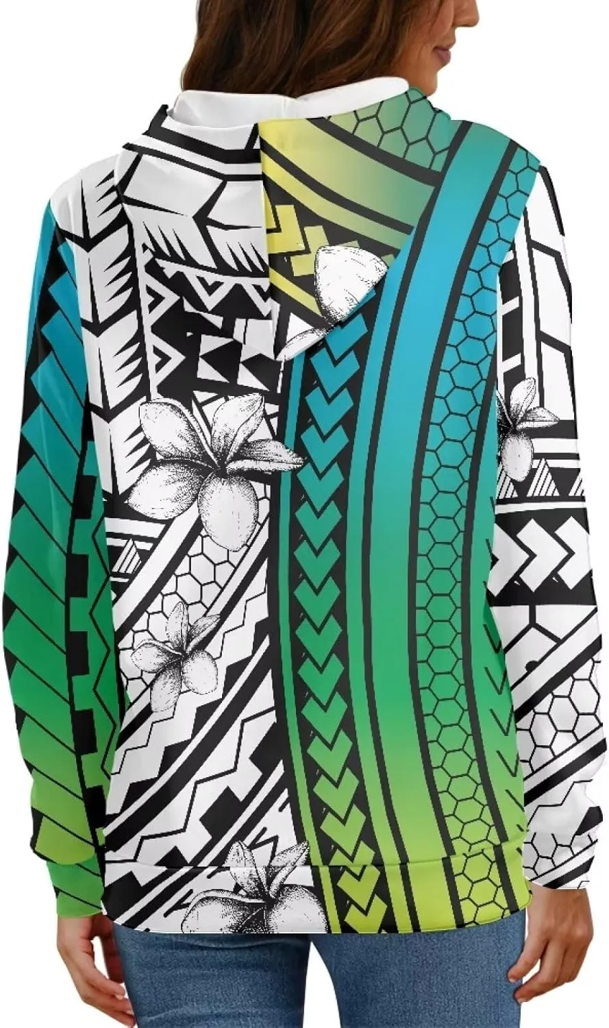 Polynesian Tribal Clothing Samoan Fijian Tapa Floral Print Hoodies Custom Women's Hoodies Sweatshirt for Women