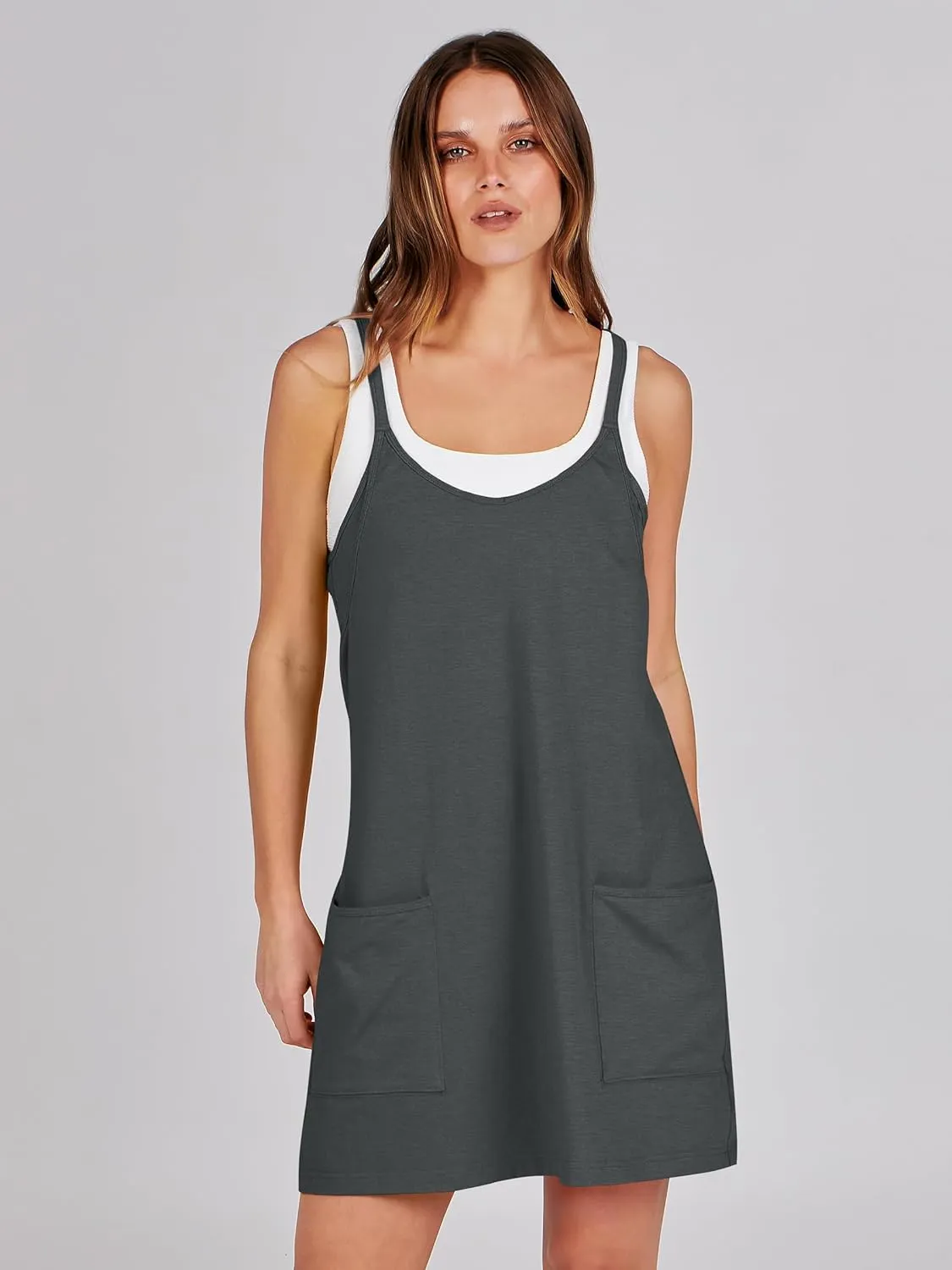 Prinbara Women Athletic Tennis Dress Summer Workout Sports Mini Romper Dress Built in Shapewear Shorts Sundress 2025 Outfits