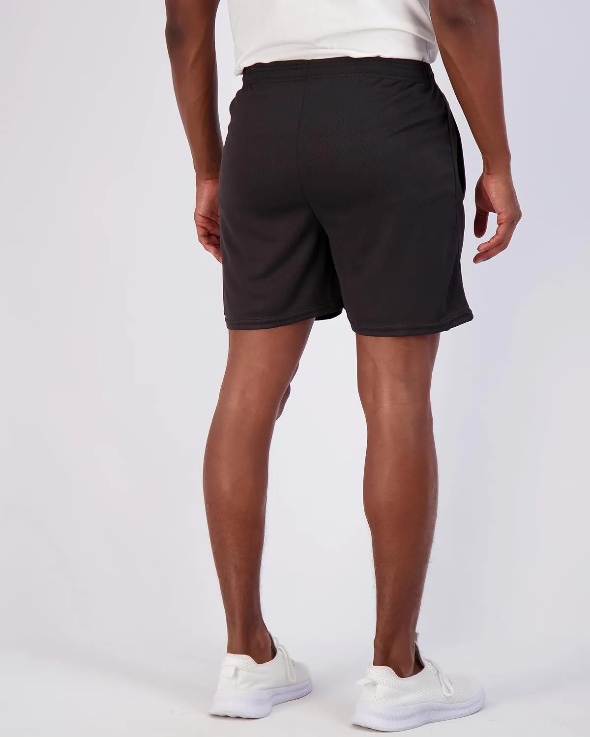 Real Essentials 4 Pack: Men's 5" Mesh Quick-Dry Athletic Running Gym Shorts with Zipper Pockets (Available in Big & Tall)