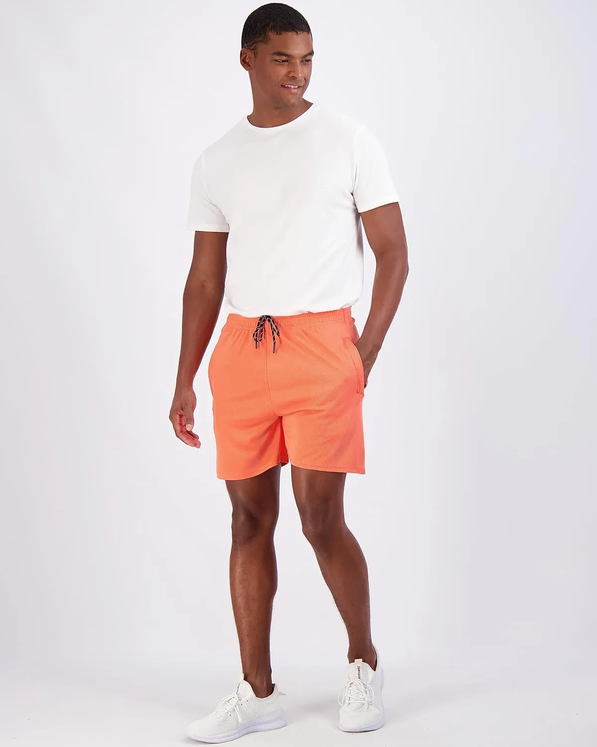 Real Essentials 4 Pack: Men's 5" Mesh Quick-Dry Athletic Running Gym Shorts with Zipper Pockets (Available in Big & Tall)