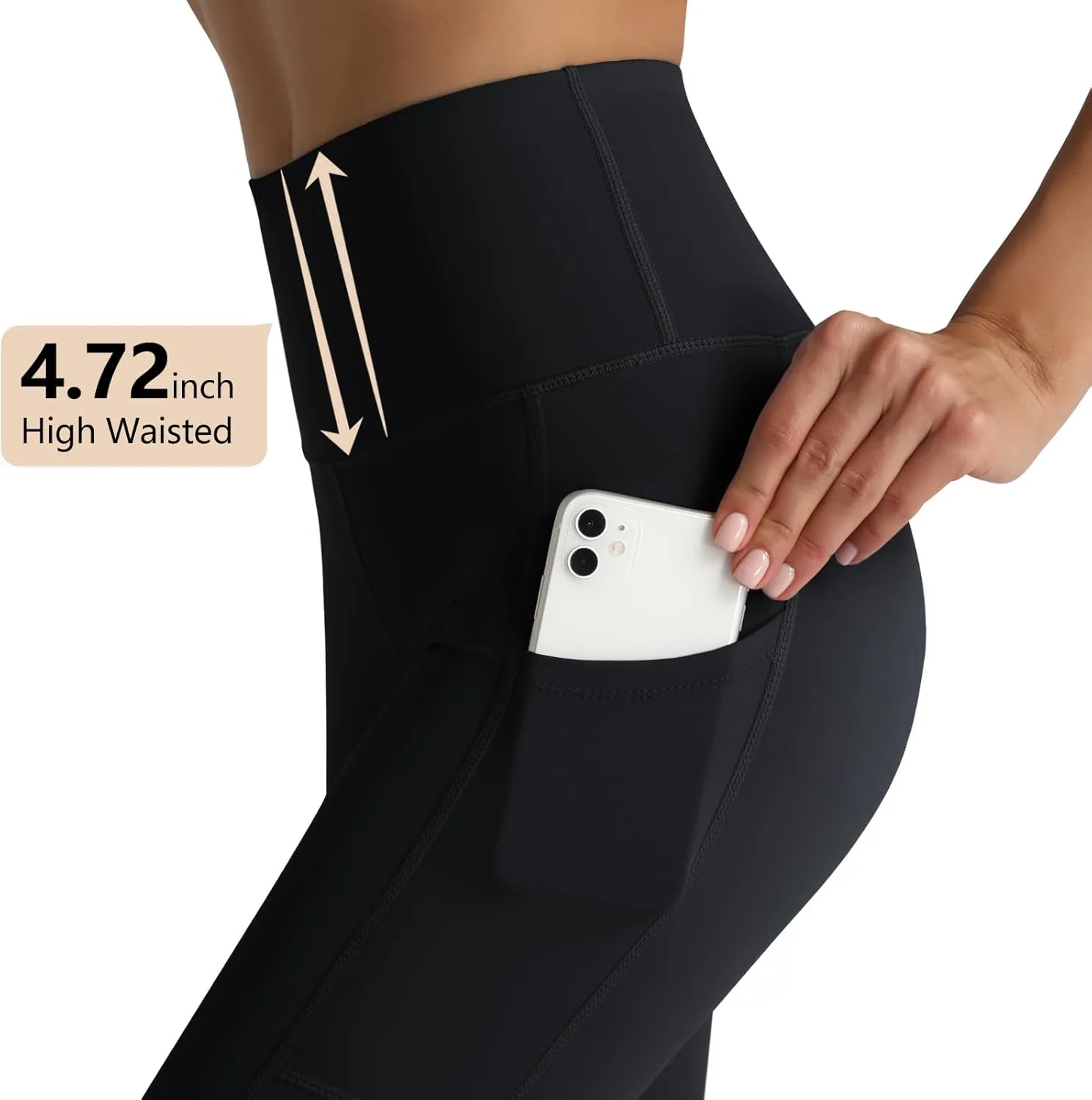 RIMLESS 7 Women's Leggings with Pockets High Waist Cotton Yoga Pants Workout Running Athletic Capris
