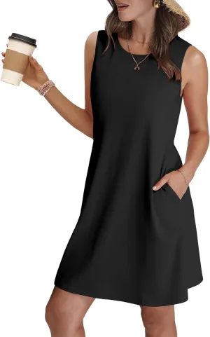 SAMPEEL Summer Dresses for Women 2025 Eyelet Sleeveless Sundresses Tank Dresses with Pockets