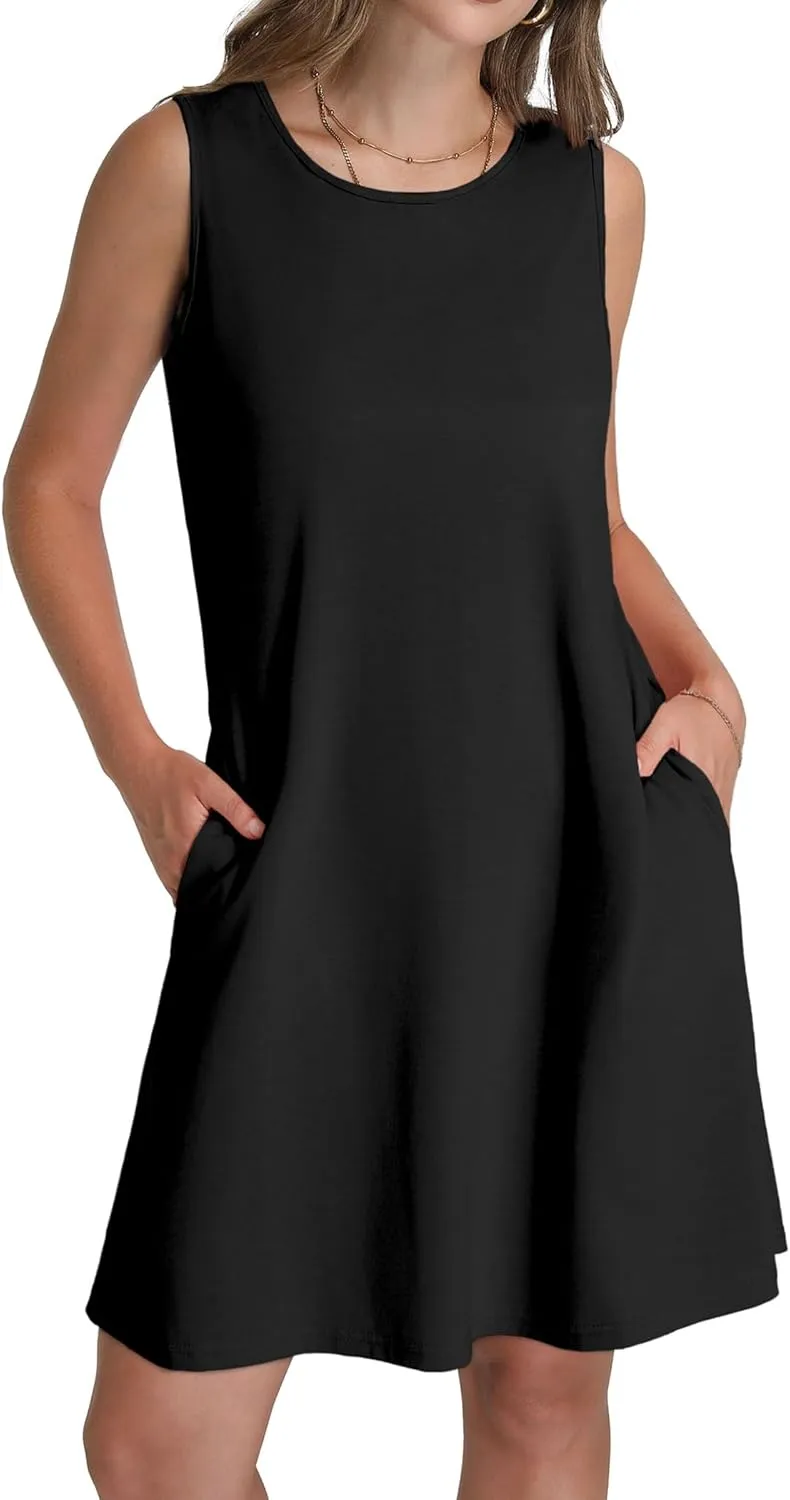 SAMPEEL Summer Dresses for Women 2025 Eyelet Sleeveless Sundresses Tank Dresses with Pockets