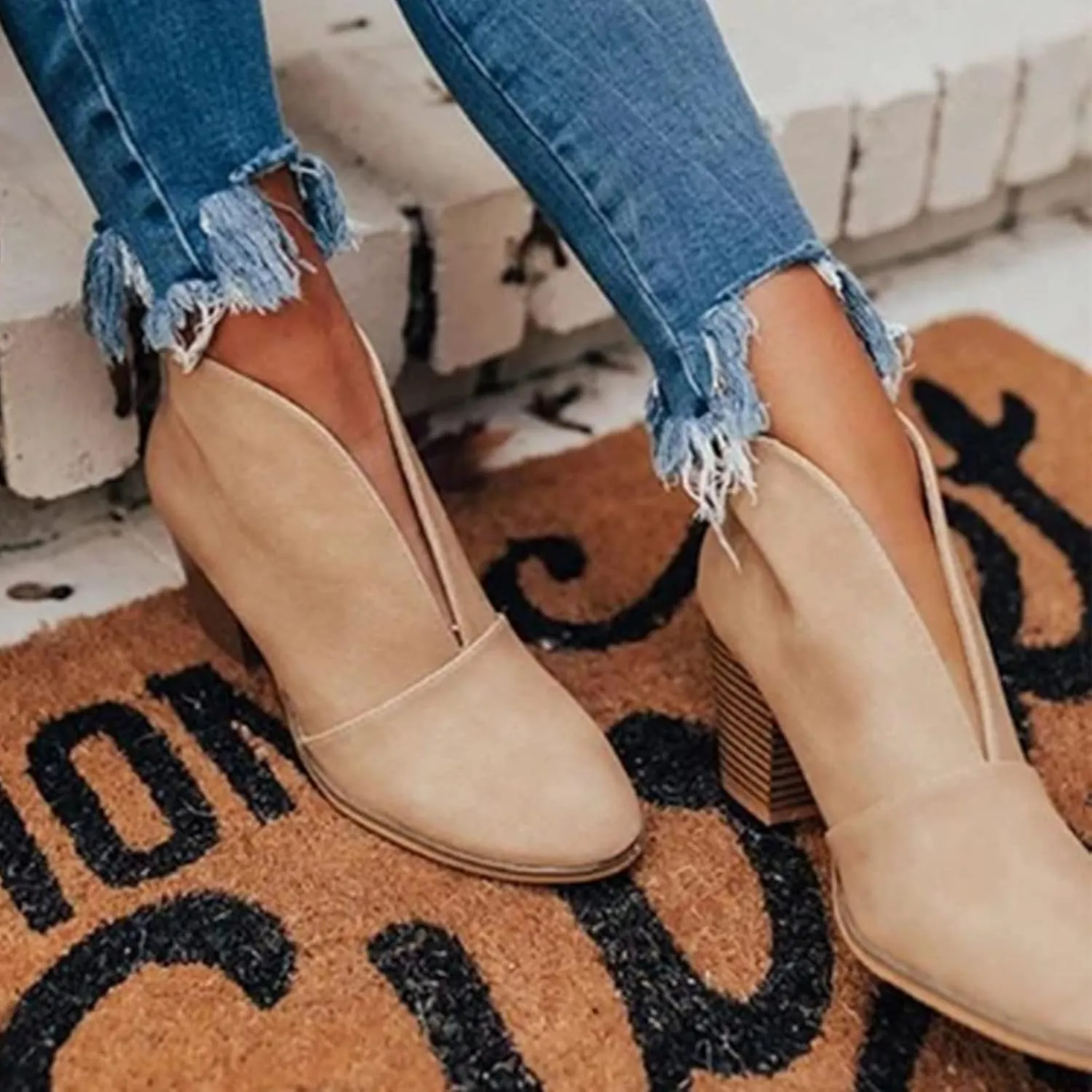 SBGMoSJ Boots for Women Ankle Booties Wide Black Boots for Women Ankle Booties Black Booties for Women Low Heel Round Toe Womens Brown Booties And Ankle Boots Women's Boots Ankle Lace Up