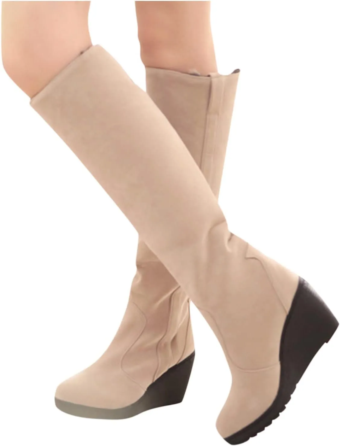 SBGMoSJ Knee High Winter Boots for Women White Women's Composite Toe Waterproof Work Boots Women's Waterproof Winter Boots No Laces Women Waterproof Boots Wide Calf Botas De FrO Para Mujer De Vestir