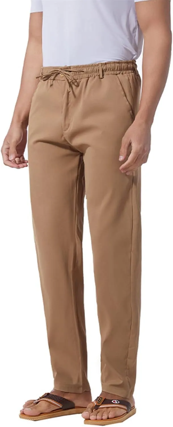 Slim Fit Chino Pants for Men Cotton Twill Casual Stretch Dress Pants Drawstring Trousers (Available in Big & Tall)