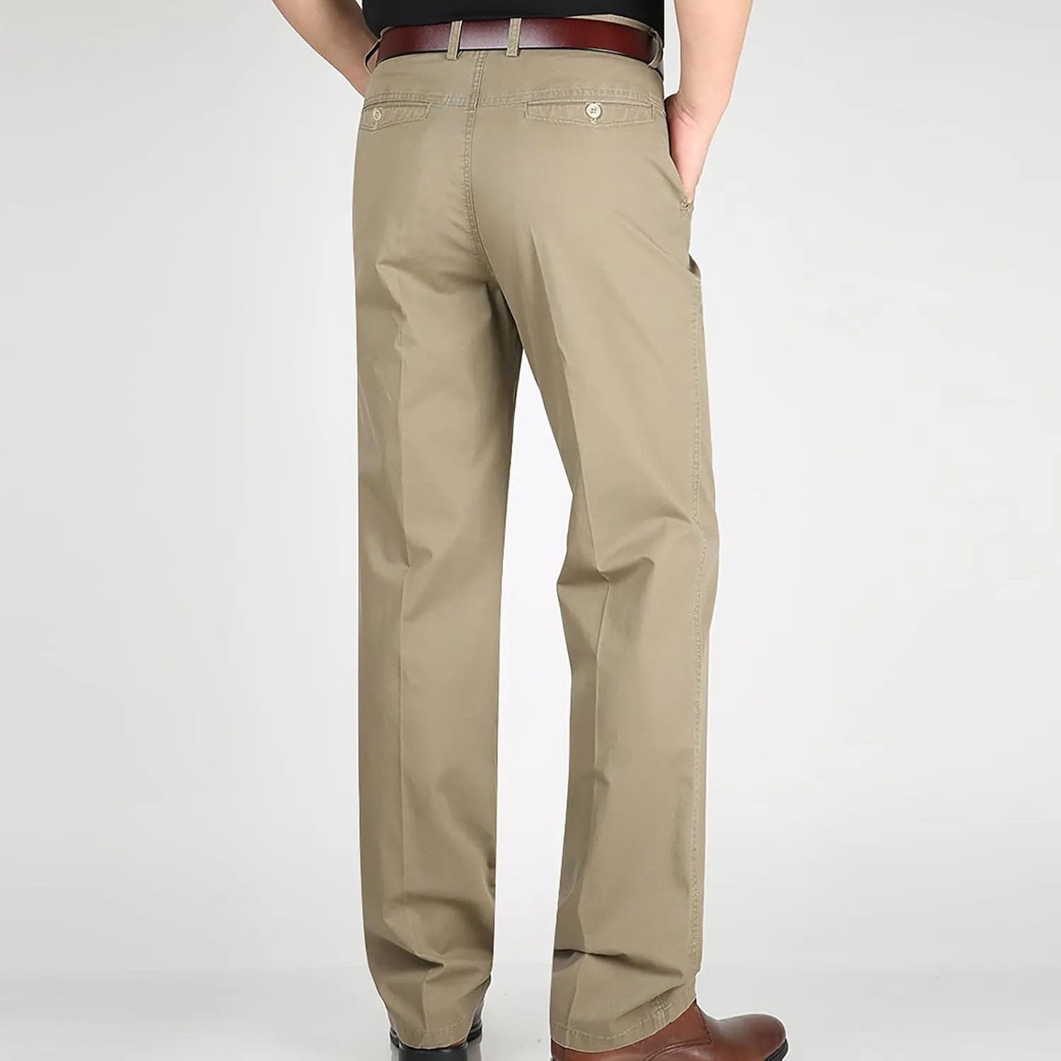 Slim Fit Dress Pants for Men 2023 Fashion Causal Flat Front Solid Straight Legs Regular Fit Buckle Zipper Trouser
