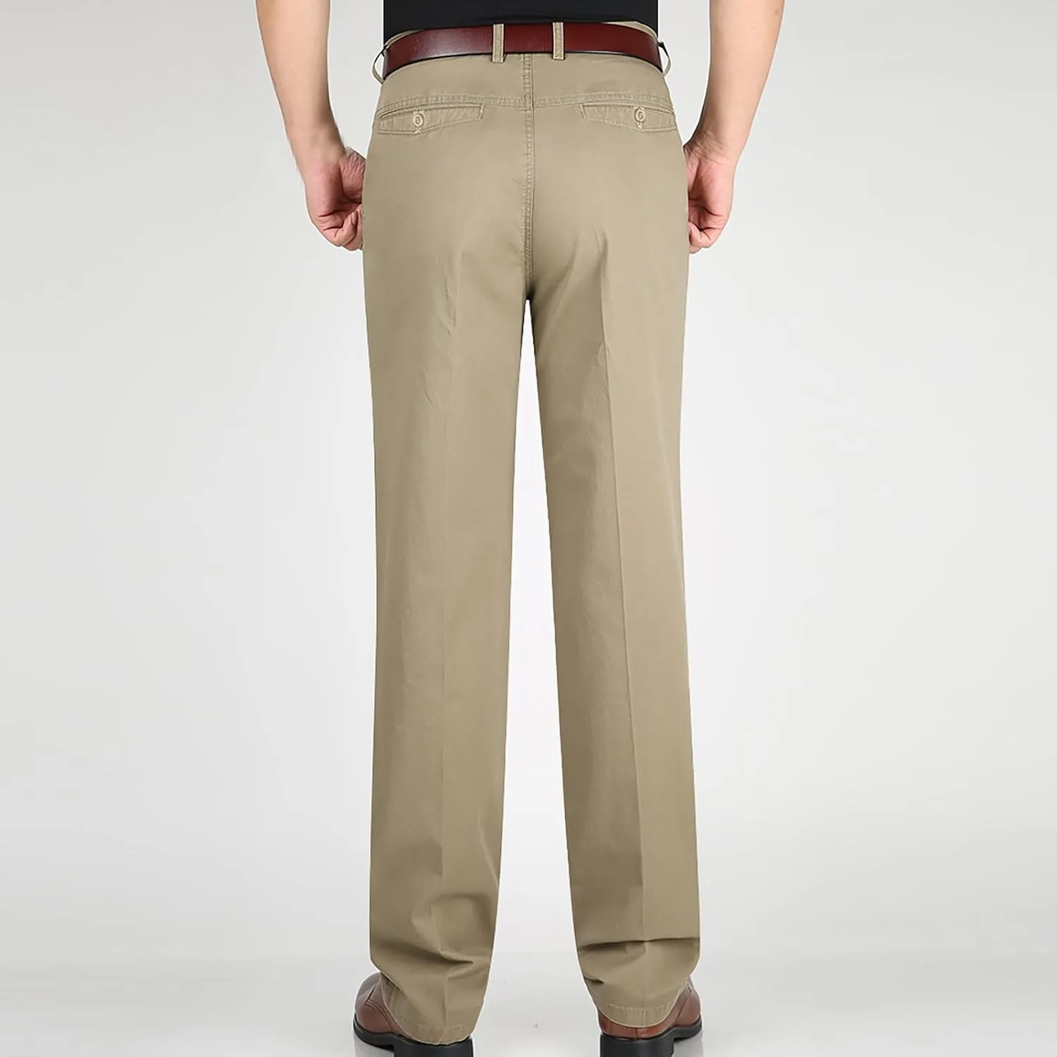 Slim Fit Dress Pants for Men 2023 Fashion Causal Flat Front Solid Straight Legs Regular Fit Buckle Zipper Trouser