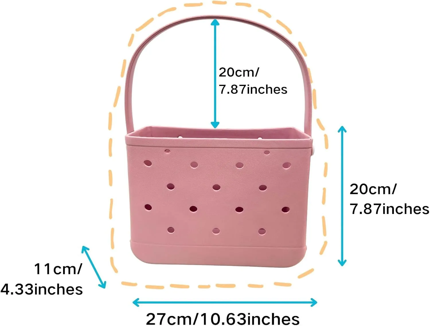 Small Rubber Beach Tote Bag, Open Top Portable Outdoor Travel Bag for Beach Picnic Pool Outings