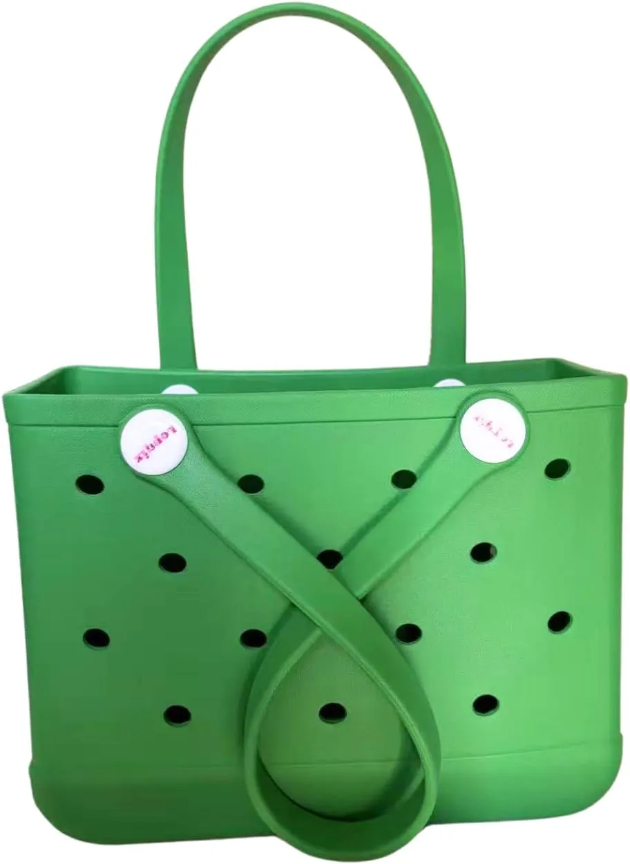 Small Rubber Beach Tote Bag, Open Top Portable Outdoor Travel Bag for Beach Picnic Pool Outings