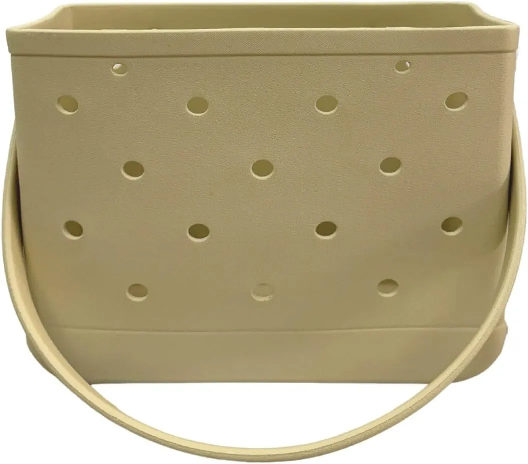 Small Rubber Beach Tote Bag, Open Top Portable Outdoor Travel Bag for Beach Picnic Pool Outings
