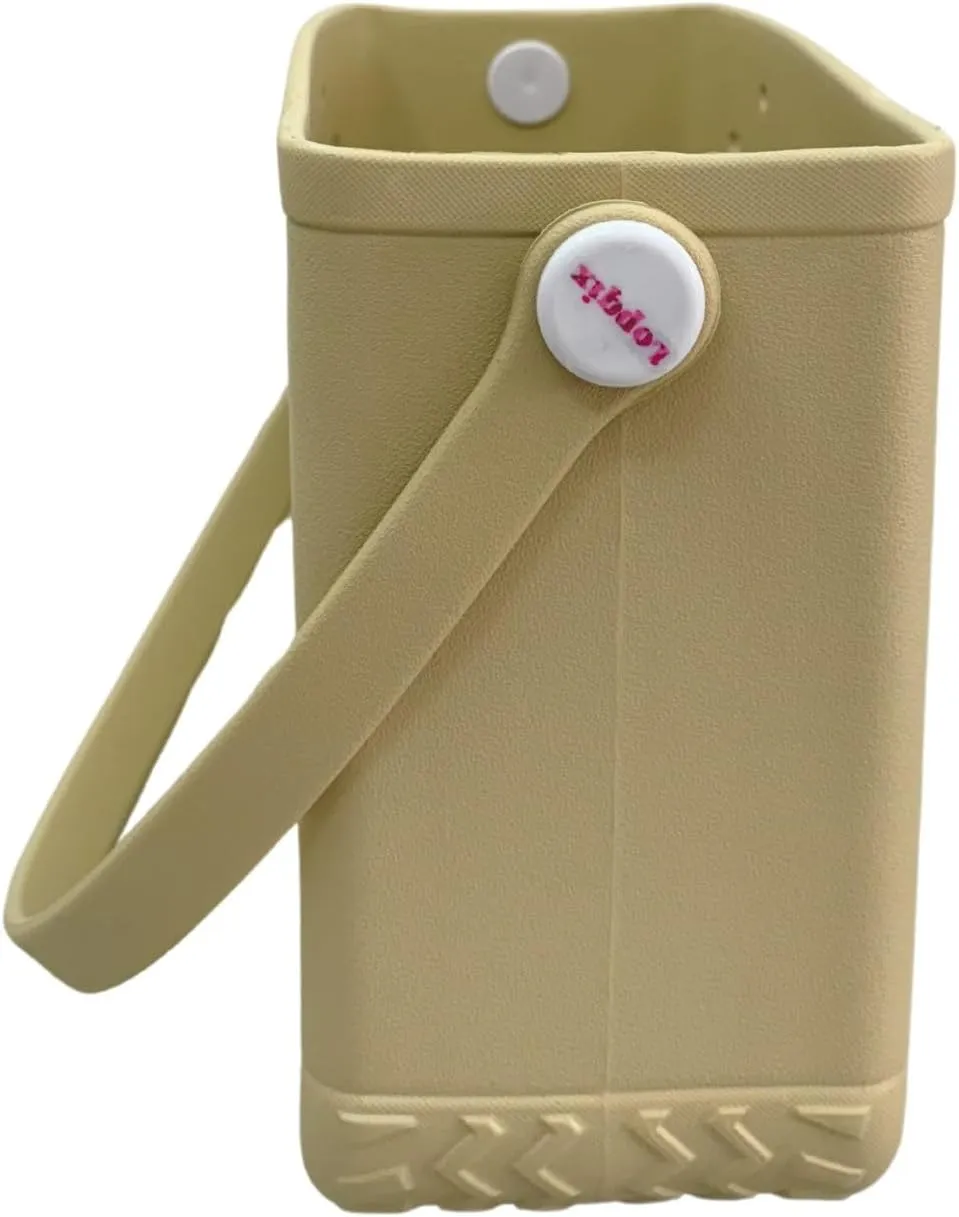 Small Rubber Beach Tote Bag, Open Top Portable Outdoor Travel Bag for Beach Picnic Pool Outings