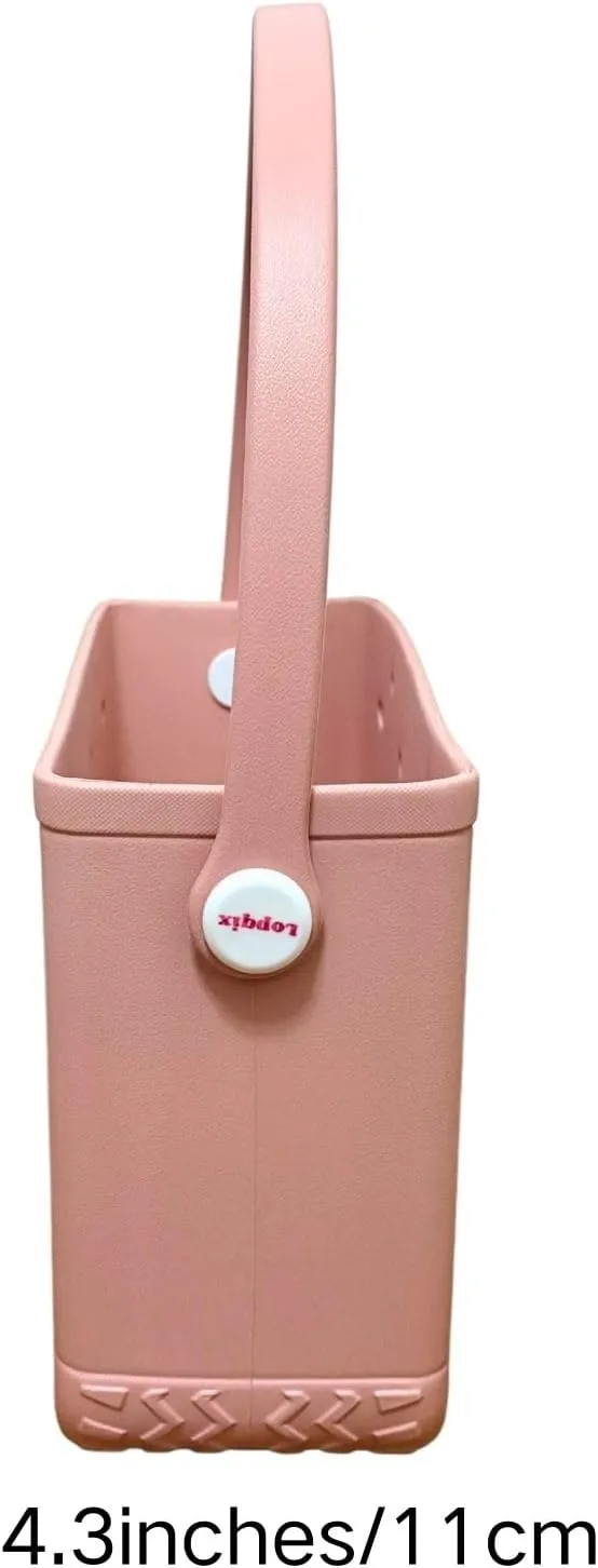 Small Rubber Beach Tote Bag, Open Top Portable Outdoor Travel Bag for Beach Picnic Pool Outings